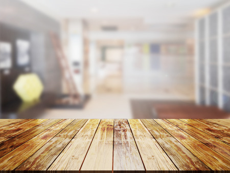 top wood table with Blur Backgroundの写真素材