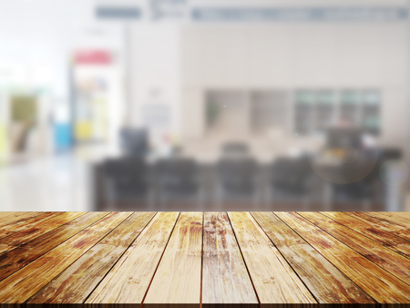 top wood table with Blur Backgroundの写真素材
