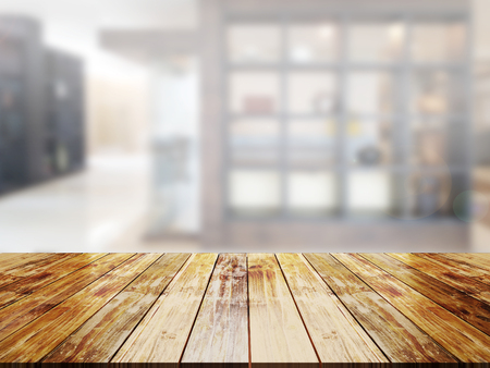 top wood table with Blur Backgroundの写真素材