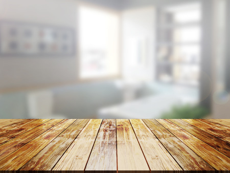 top wood table with Blur Backgroundの写真素材