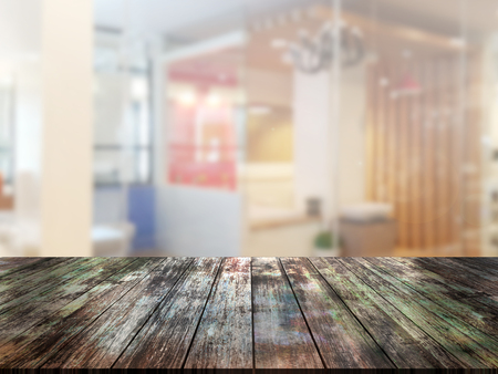 top wood table with Blur Backgroundの写真素材