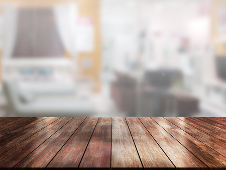 top wood table with Blur Backgroundの写真素材