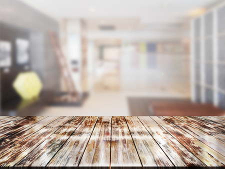 top wood table with Blur Backgroundの写真素材