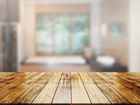 top wood table with Blur Backgroundの写真素材