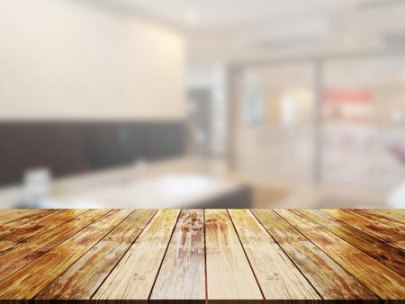top wood table with Blur Backgroundの写真素材