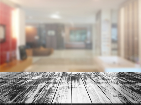 top wood table with Blur Backgroundの写真素材