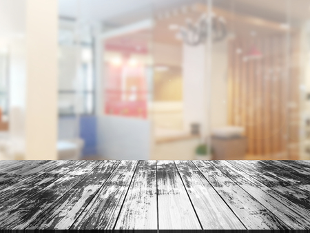 top wood table with Blur Backgroundの写真素材