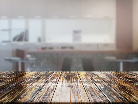 top wood table with Blur Backgroundの写真素材