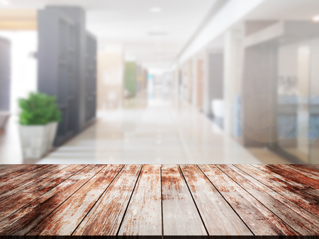top wood table with Blur Backgroundの写真素材