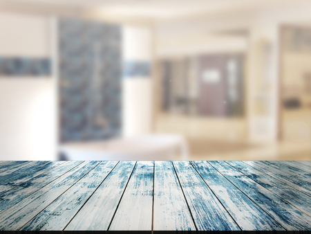 top wood table with Blur Backgroundの写真素材