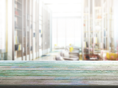 top wood table with Blur Backgroundの写真素材