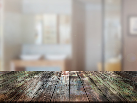 top wood table with Blur Backgroundの写真素材