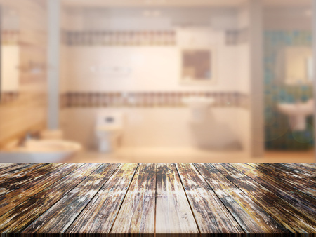 top wood table with Blur Backgroundの写真素材