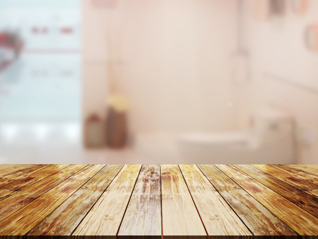 top wood table with Blur Backgroundの写真素材