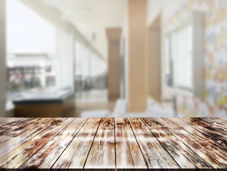 top wood table with Blur Backgroundの写真素材