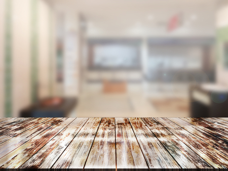 top wood table with Blur Backgroundの写真素材