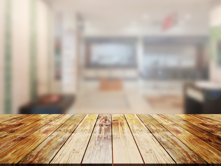 top wood table with Blur Backgroundの写真素材
