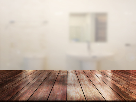 top wood table with Blur Backgroundの写真素材