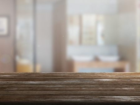 top wood table with Blur Backgroundの写真素材