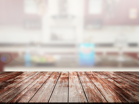 top wood table with Blur Backgroundの写真素材