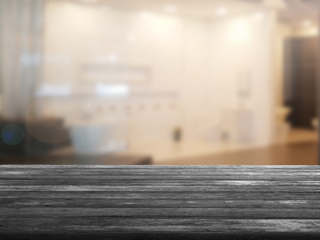 top wood table with Blur Backgroundの写真素材
