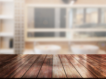 top wood table with Blur Backgroundの写真素材