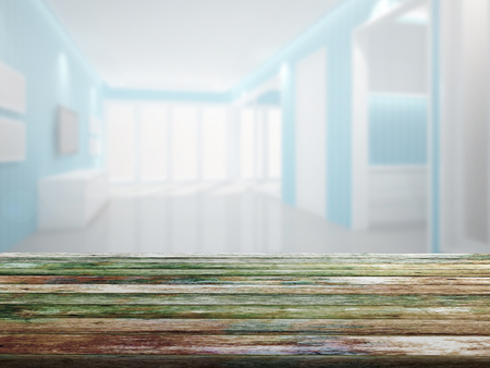 top wood table with Blur Backgroundの写真素材