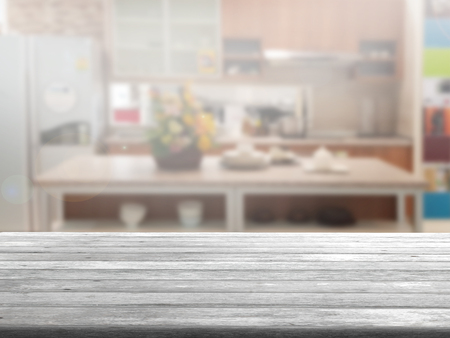 top wood table with Blur Backgroundの写真素材