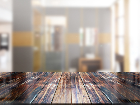 top wood table with Blur Backgroundの写真素材