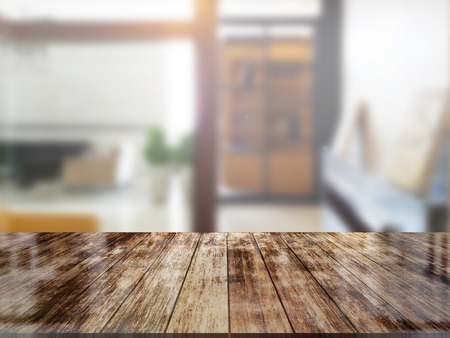 top wood table with Blur Backgroundの写真素材