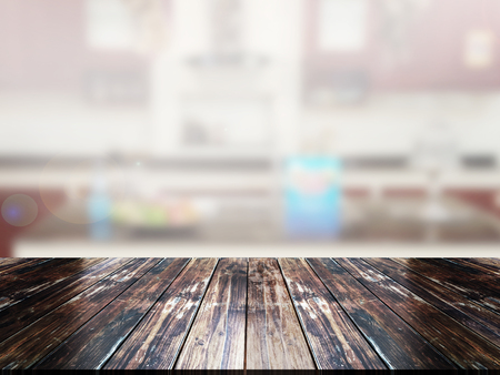 top wood table with Blur Backgroundの写真素材
