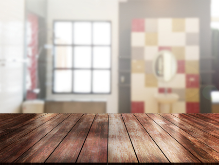 top wood table with Blur Backgroundの写真素材