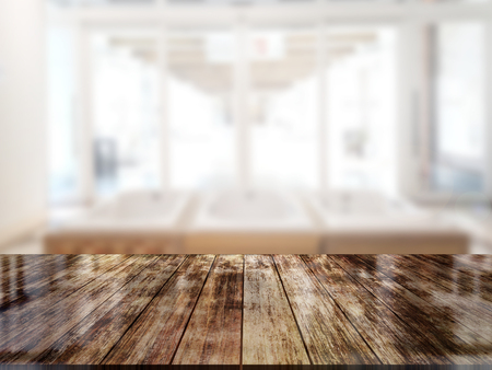 top wood table with Blur Backgroundの写真素材