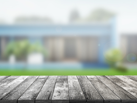 top wood table with Blur Backgroundの写真素材