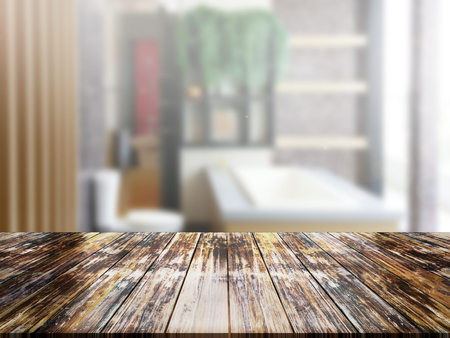 top wood table with Blur Backgroundの写真素材
