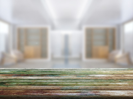 top wood table with Blur Backgroundの写真素材