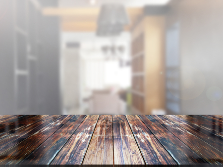 top wood table with Blur Backgroundの写真素材