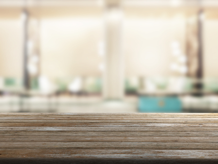 top wood table with Blur Backgroundの写真素材