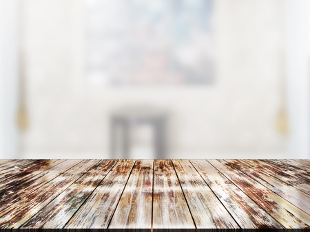 top wood table with Blur Backgroundの写真素材