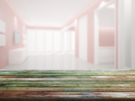 top wood table with Blur Backgroundの写真素材