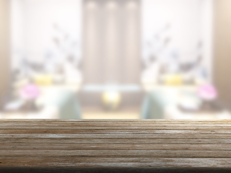 top wood table with Blur Backgroundの写真素材