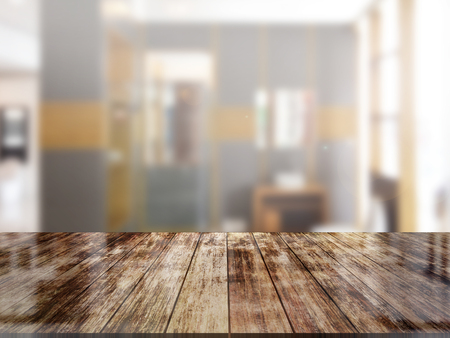 top wood table with Blur Backgroundの写真素材