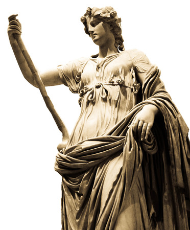 The goddess of agriculture sculpture, on white background.の写真素材