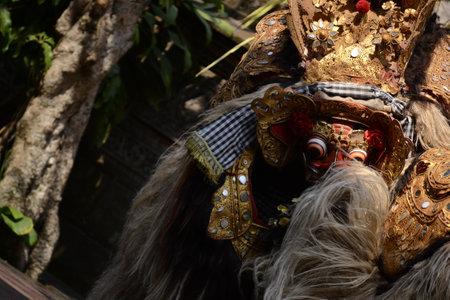 Traditional mask of Bali at the Monkey Forest in Ubud, Indonesiaの写真素材