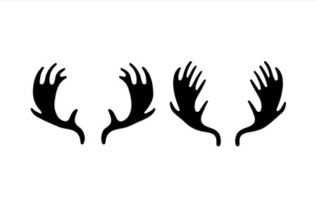 Bring the wilderness into your space with these black deer silhouettes, set on a pure white background. Modern and timeless.のイラスト素材