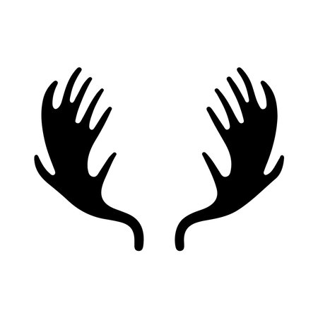 A collection of bold, black deer silhouettes against white, capturing the majesty of wildlife in a minimalist style.のイラスト素材