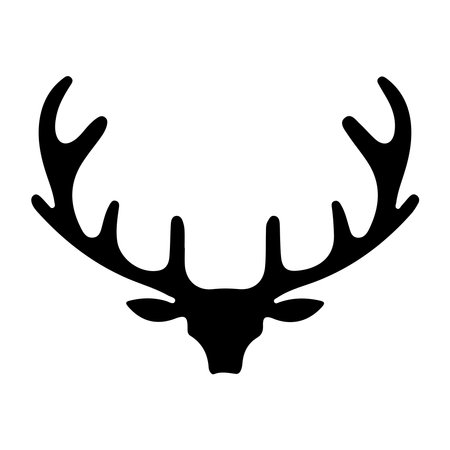 A versatile set of deer head silhouettes, offering clean, bold designs on white. Ideal for artistic and design useのイラスト素材