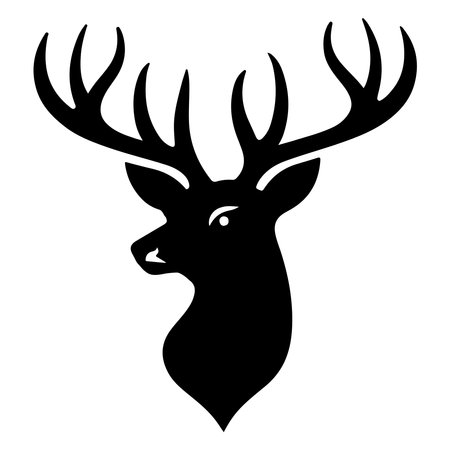 Stylish deer head silhouette, black on white, offers a refined touch of natureâs essence to any art collection.のイラスト素材