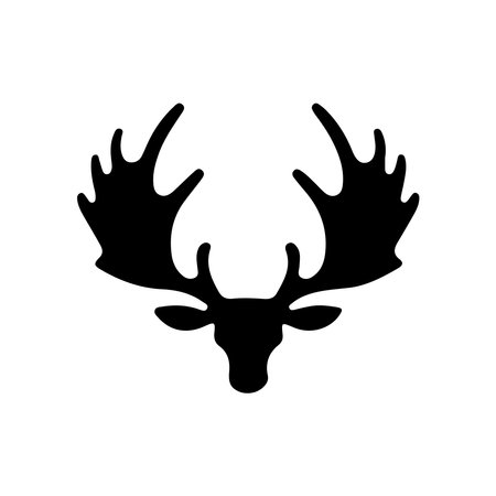 Elegant black deer silhouette against a white backdrop, a timeless design that embodies grace and strength in minimalist form.のイラスト素材