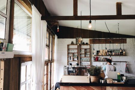 Chilling time in minimal coffee shopの素材
